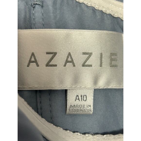 Azazie Amyra A10 Dusty Blue Sheath Off Shoulder Stretch Satin Convertible Dress - Picture 7 of 12